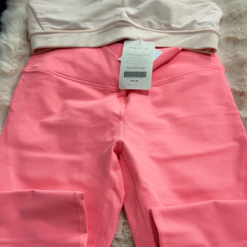 Fabletics ATHLETIC SET :bra and leggings PowerHold in coral color size Large